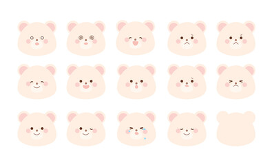 シロクマの顔バリエーションイラストセット