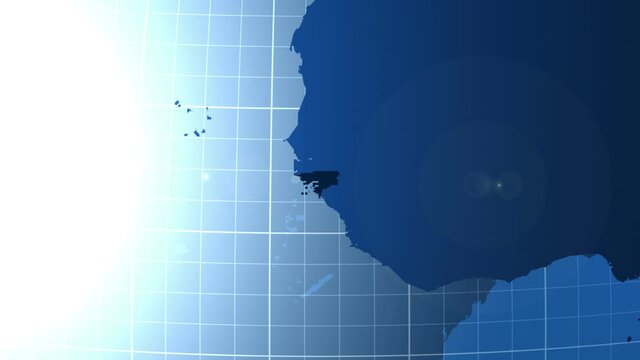 Guinea-Bissau. Zooming into Republic of Guinea-Bissau on the globe.