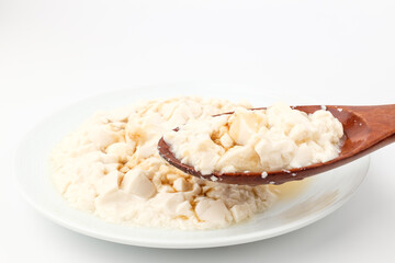 White tofu on white background