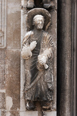 Saint, statue on the portal Cathedral of St Anastasia in Zadar, Croatia