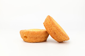 Custard bread on white background