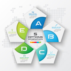 Pentagon element for infographic,Business concept with 5 options,Vector illustration.
