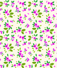 Fototapeta na wymiar Cute floral pattern in the small flower. Ditsy print. Seamless vector texture. Elegant template for fashion prints. Printing with small rose-colored flowers. White background.