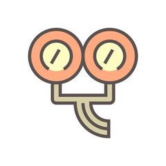 Air conditioner installation parts and tools vector icon design, editable stroke.