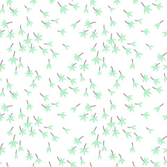 Vintage floral background. Seamless vector pattern for design and fashion prints. Flowers pattern with small light blue flowers on a white background. Ditsy style.