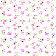 Obraz na płótnie Canvas Vintage floral background. Seamless vector pattern for design and fashion prints. Flowers pattern with small lilac flowers on a white background. Ditsy style. 