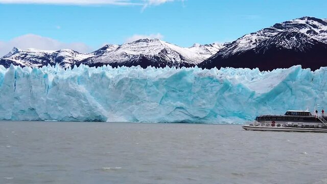 Gray Glacier Patagonia slow motion, Panoramic View of Gray Lake, Patagonia, Chile