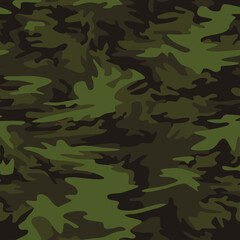 Fototapeta premium Camouflage seamless pattern texture. Abstract modern vector military camo backgound. Fabric textile print template. Vector illustration.