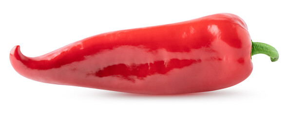 Isolated pepper. One curved red pepper isolated on white background with clipping path