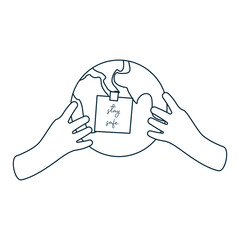 two hands holding globe with stay safe message vetor illustration
