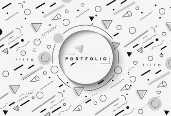 Abstract banner with Portfolio Calligraphic line art text poster with space of your photo, vector illustration Design.