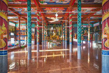 Interior of Phnom Bros Pagoda in Kampong Cham