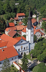 Fototapeta na wymiar Parish Church of the Assumption of the Virgin Mary and Franciscan Monastery in Klanjec, Croatia