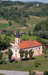 Fototapeta na wymiar Parish Church of St. Leopold Mandic in Orehovica, Croatia