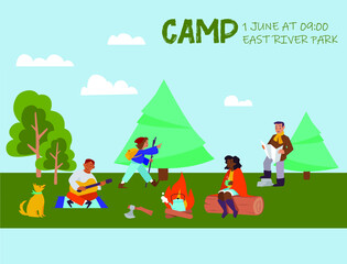 Camp flyer going camping with friends