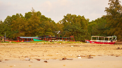 Fisherman boats at the Otres beach in Sihanoukville
