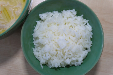 White Rice cooked in the bowl