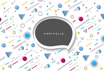 Obraz premium Abstract banner with Portfolio Calligraphic line art text poster with space of your text, vector illustration Design.