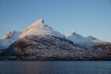 Famous climbing mountain in "Kaldfjord", Norway which is called "Store Blåmann".