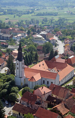 Fototapeta na wymiar Parish Church of the Assumption of the Virgin Mary and Franciscan Monastery in Klanjec, Croatia