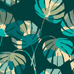 Artistic seamless pattern with abstract leaves. Modern design