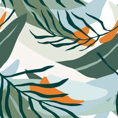 Fototapety  Artystyczny wzór z abstrakcyjnymi liśćmi. Nowoczesny design