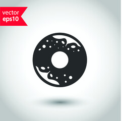 Donut vector icon. Doughnut flat sign design. Studio background. EPS 10 vector symbol pictogram