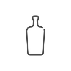 Liquor bottle in flat style on white background. Simple template design. Beverage icon design. Isolated illustration outline object. One line symbol of an alcoholic drink. Single shape drink product