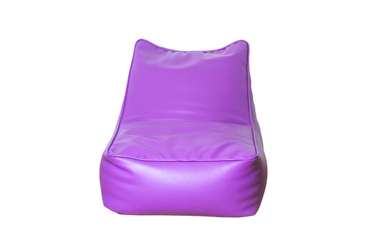 Comfortable Purple Leather Chaise Lounge Isolated On White Background