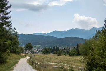 View on a small mountain village in Slovenia