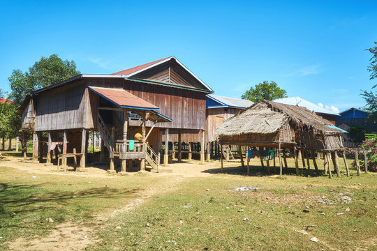 Abandoned stilt house in Kaoh Peak tribal village in Cambodia