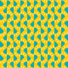 Vector seamless pattern texture background with geometric shapes, colored in yellow, blue, white colors.