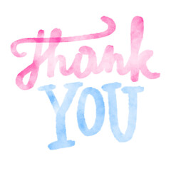 Thank You calligraphy. Brush painted letters. Watercolor illustration.