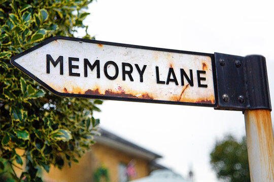 Sign Post To Memory Lane - Conceptual Image Of Progressive Dementia And Alzheimers.