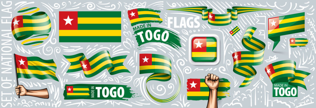 Vector set of the national flag of Togo in various creative designs
