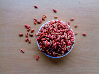 Yard long bean seed in bowl with beautiful backgrounds nutritious and healthy vegetable