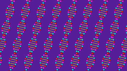 Render 3d DNA model on a purple background