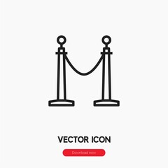 barrier rope icon vector. Linear style sign for mobile concept and web design. barrier rope symbol illustration. Pixel vector graphics - Vector. 