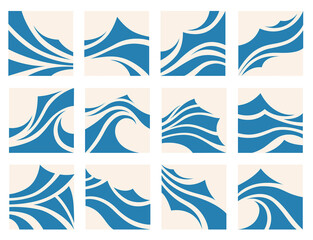 Marine pattern with stylized blue waves