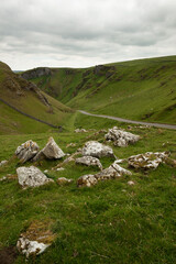 Fototapeta premium Looking down Winnats Pass towards Castleton