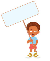 African Boy holding banner