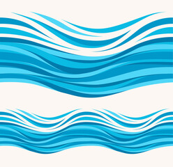 Marine seamless pattern with stylized waves