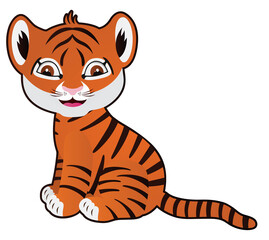 Fototapeta na wymiar Cute cartoon tiger vector illustration