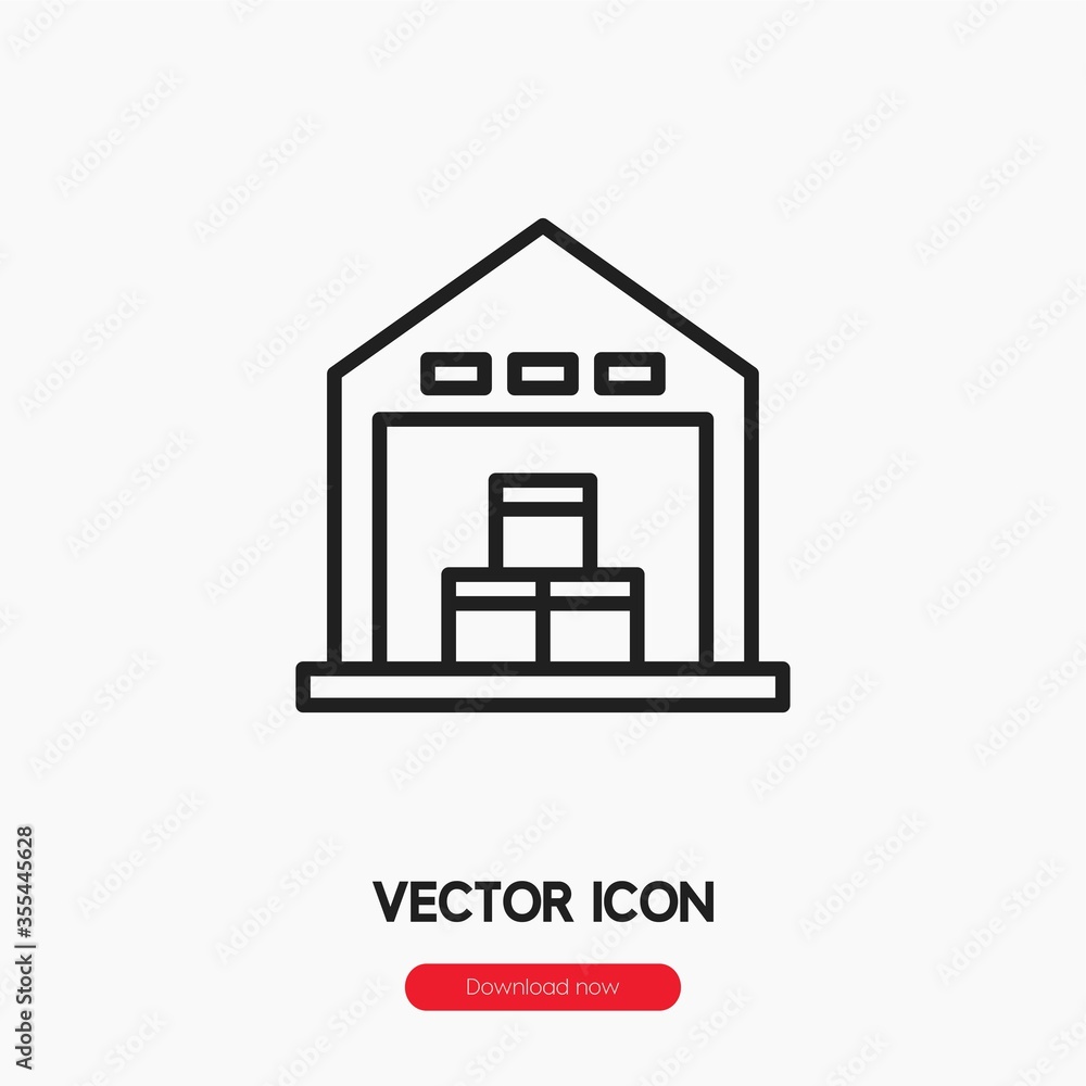 Poster warehouse icon vector. linear style sign for mobile concept and web design. warehouse symbol illustr