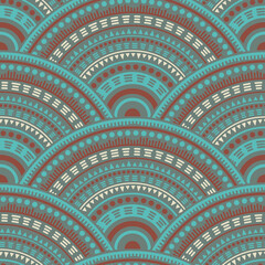 Ethnic circle shapes seamless geometric pattern.