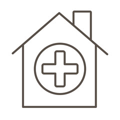 house with cross line style icon