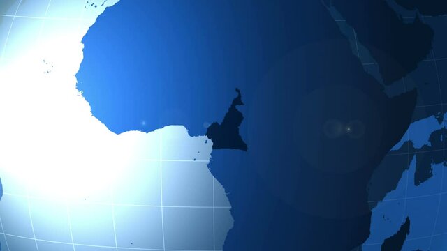 Cameroon. Zooming into Republic of Cameroon on the globe.