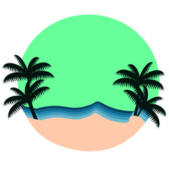 Fototapeta na wymiar Vector beach free space for text.summer,beach,holiday,coconut tree,sea,summer sale.