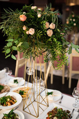 Beautiful flower decoration of the wedding venue and ceremony, details