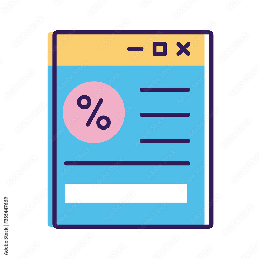 Poster webpage with percent symbol line and fill style icon